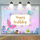 Meerjungfrau Karikatur Lila Geburtstag Party Hintergrund für Mädchen